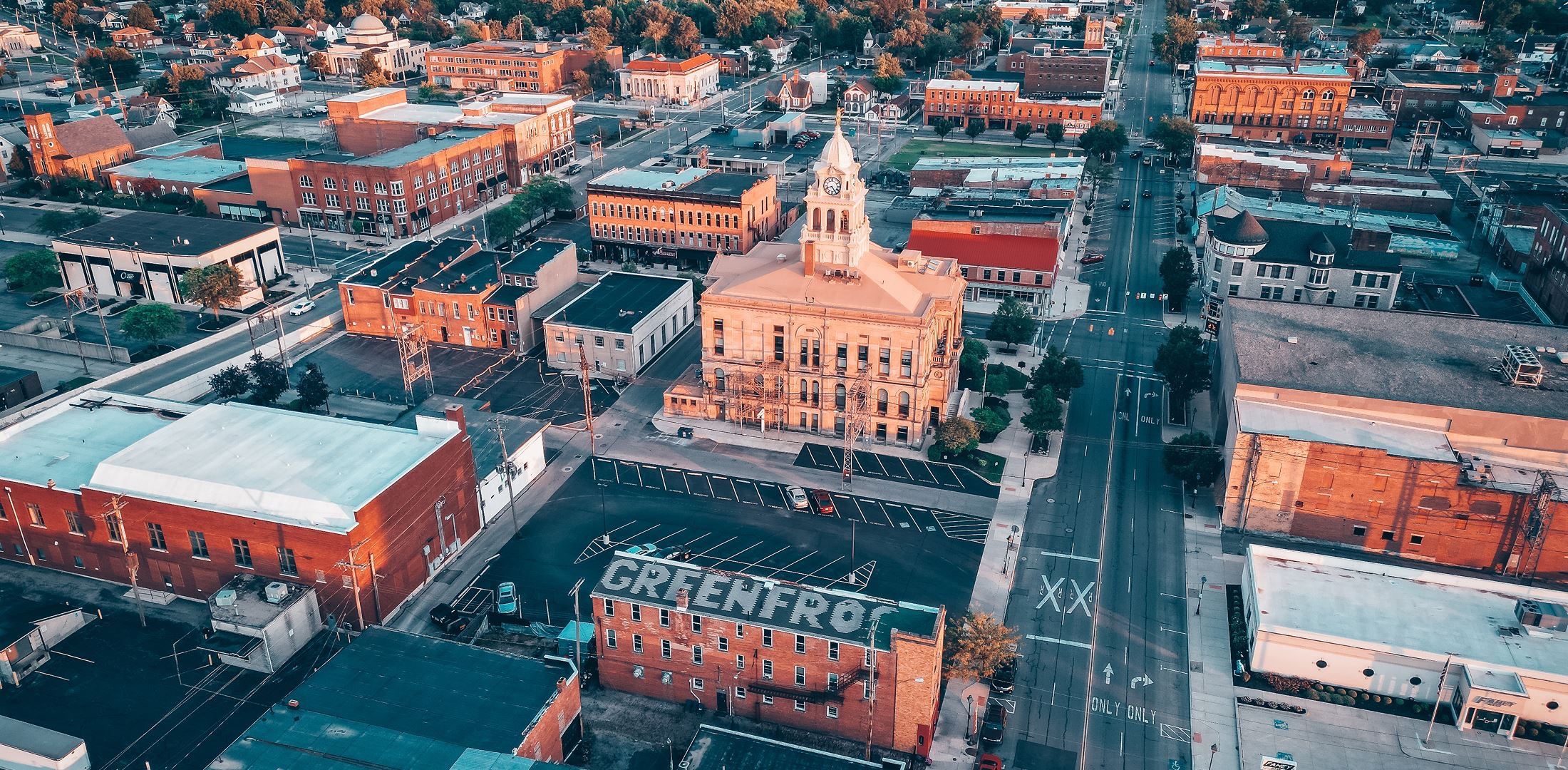 Aerial view of downtown Crawford County